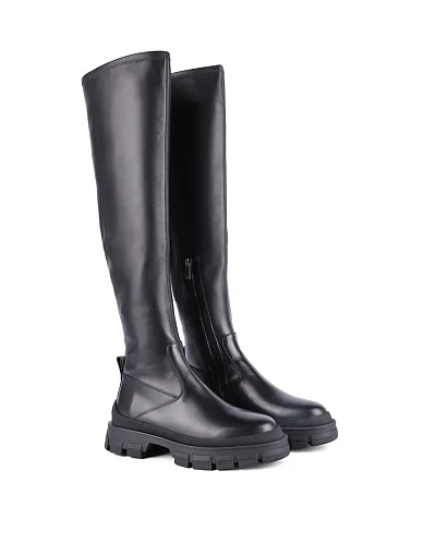 Женские ботфорты MIRATON кожаные черные - фото 3 - Miraton