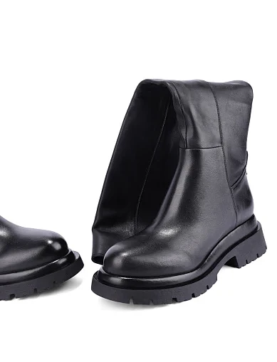 Женские ботфорты кожаные черные - фото 2 - Miraton