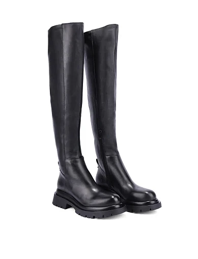 Женские ботфорты кожаные черные - фото 3 - Miraton
