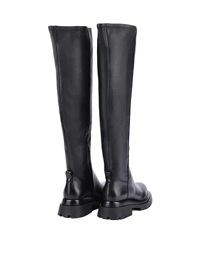 Женские ботфорты кожаные черные - фото 4 - Miraton