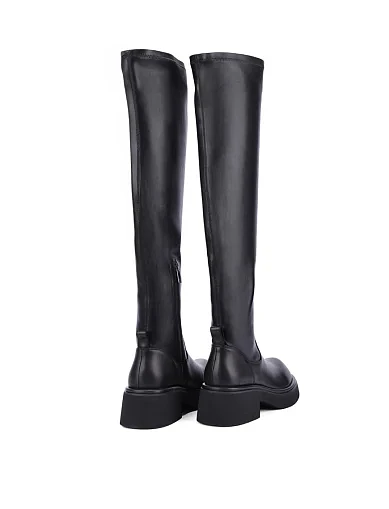 Женские ботфорты кожаные черные - фото 4 - Miraton