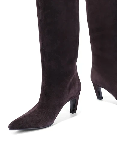 Женские сапоги MIRATON велюровые коричневые - фото 3 - Miraton