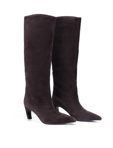 Женские сапоги MIRATON велюровые коричневые - фото 4 - Miraton