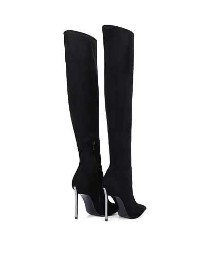 Женские ботфорты велюровые черные - фото 4 - Miraton