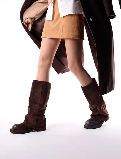 Женские сапоги MIRATON велюровые коричневые - фото 2 - Miraton