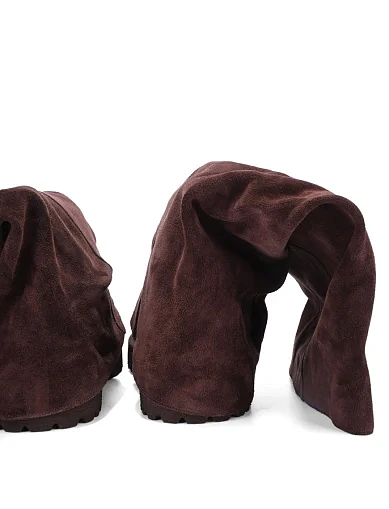 Женские сапоги MIRATON велюровые коричневые - фото 3 - Miraton