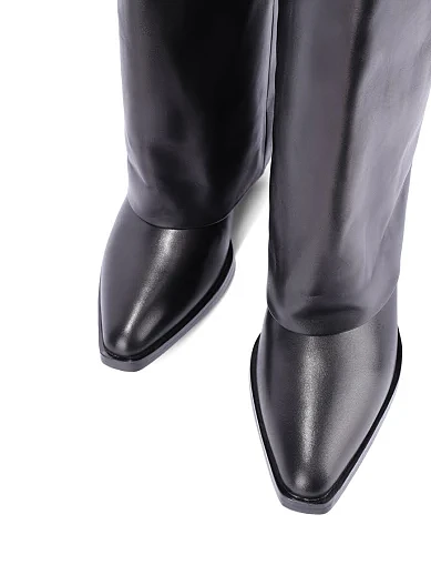 Женские сапоги кожаные черные - фото 5 - Miraton