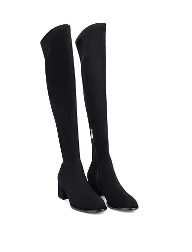 Женские ботфорты из искусственной замши черные - фото 3 - Miraton