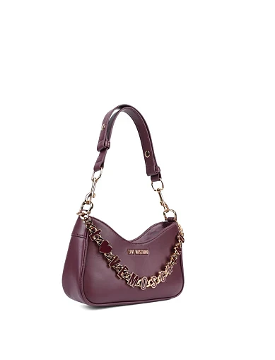 Женская сумка через плечо Love Moschino кожаная бордовая - фото 2 - Miraton