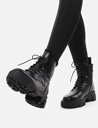 Женские ботинки кожаные черные - фото 1 - Miraton