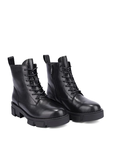 Женские ботинки кожаные черные - фото 4 - Miraton