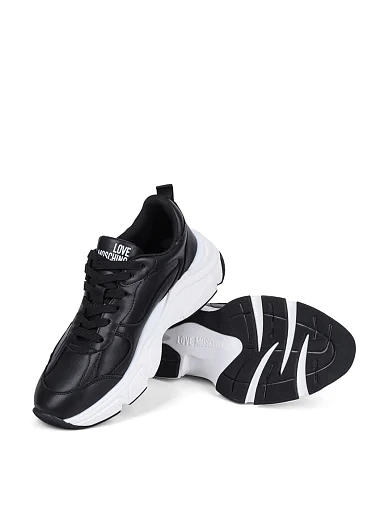 Женские кроссовки Love Moschino кожаные черные - фото 2 - Miraton