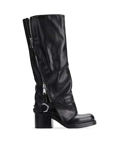Женские сапоги Strategia кожаные черные - фото 1 - Miraton