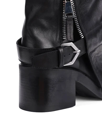 Женские сапоги Strategia кожаные черные - фото 2 - Miraton