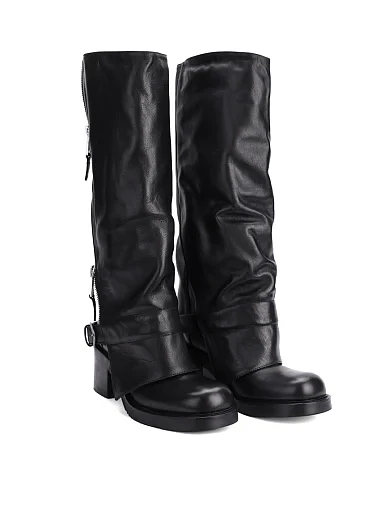 Женские сапоги Strategia кожаные черные - фото 3 - Miraton