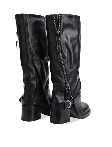 Женские сапоги Strategia кожаные черные - фото 4 - Miraton