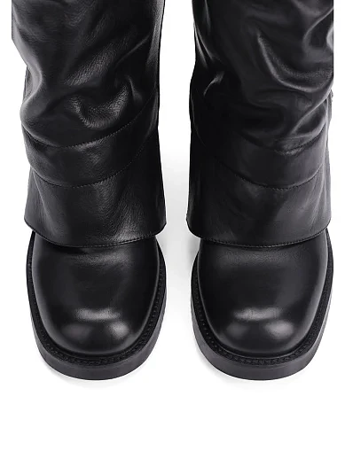 Женские сапоги Strategia кожаные черные - фото 5 - Miraton