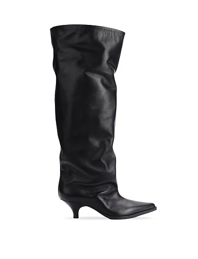 Женские сапоги Strategia кожаные черные - фото 1 - Miraton