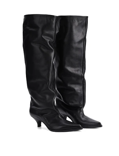 Женские сапоги Strategia кожаные черные - фото 3 - Miraton