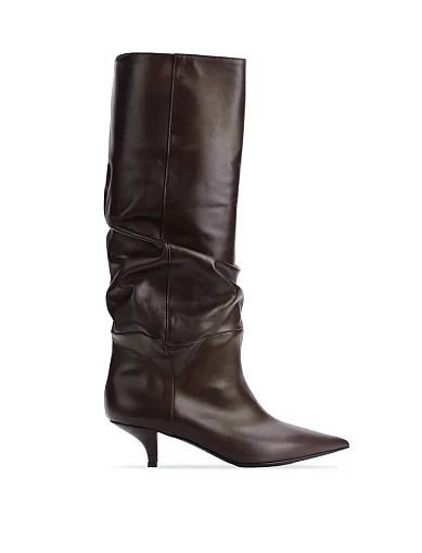 Женские сапоги Strategia кожаные коричневые - фото 1 - Miraton