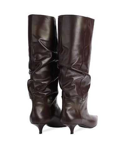 Женские сапоги Strategia кожаные коричневые - фото 4 - Miraton