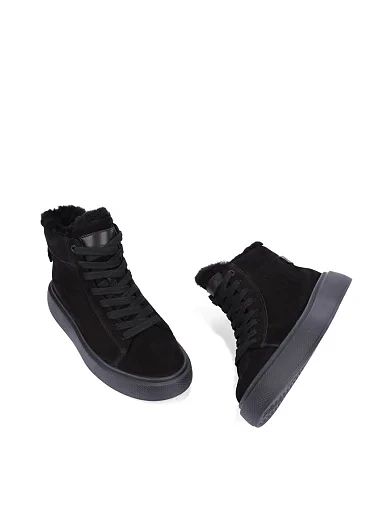 Женские ботинки из нубука черные - фото 2 - Miraton