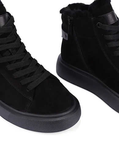 Женские ботинки из нубука черные - фото 5 - Miraton