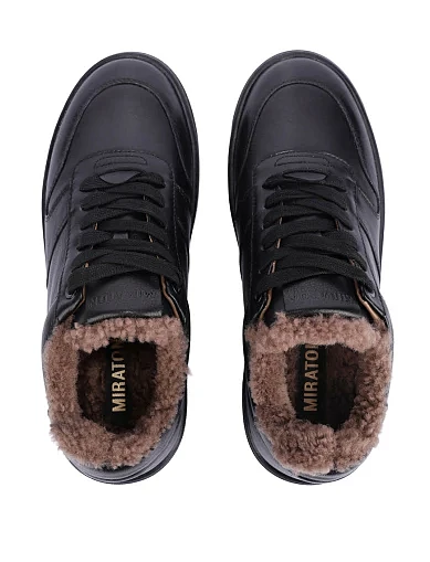 Женские кеды MIRATON кожаные черные - фото 2 - Miraton