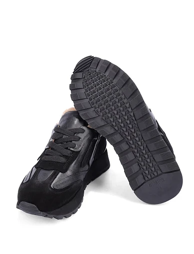 Женские кроссовки MIRATON кожаные черные - фото 2 - Miraton