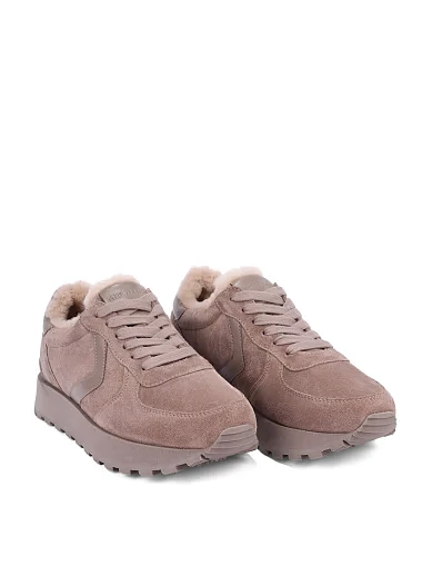 Женские кроссовки велюровые бежевые - фото 3 - Miraton