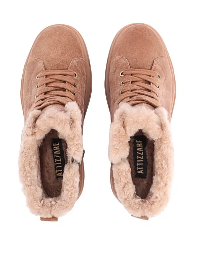 Женские ботинки Attizzare велюровые бежевые - фото 2 - Miraton