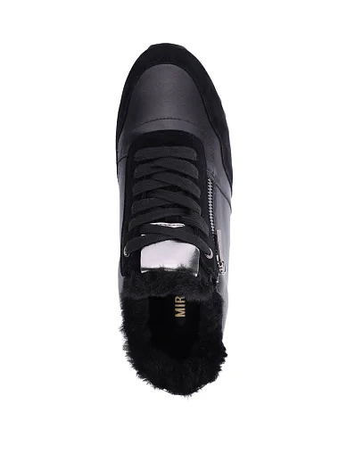 Женские кроссовки MIRATON кожаные черные - фото 5 - Miraton