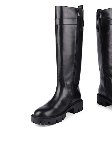 Женские сапоги MIRATON кожаные черные - фото 2 - Miraton