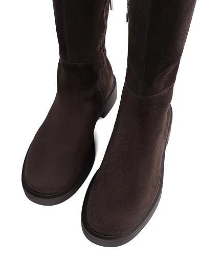 Женские ботфорты велюровые коричневые - фото 5 - Miraton