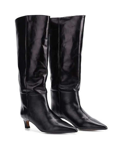 Женские сапоги Angel Alarcon кожаные черные - фото 3 - Miraton