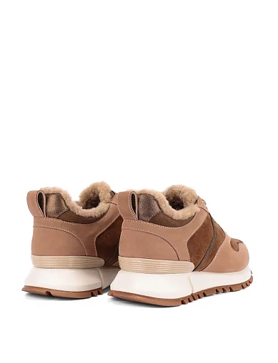 Женские кроссовки MIRATON из нубука бежевые - фото 5 - Miraton