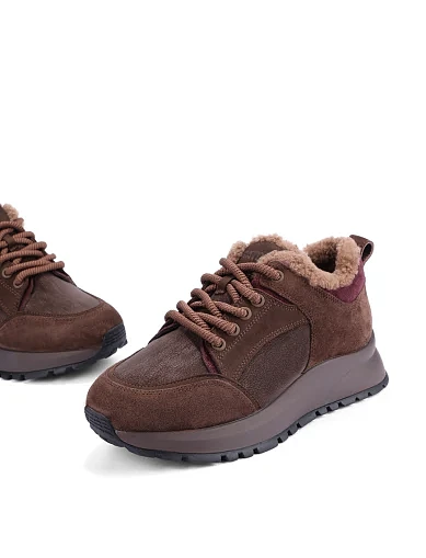 Женские кроссовки MIRATON велюровые коричневые - фото 2 - Miraton