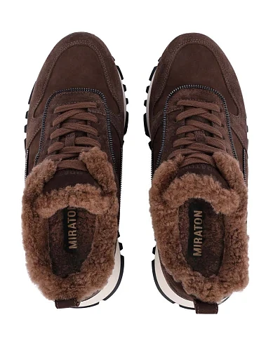 Женские кроссовки велюровые коричневые - фото 2 - Miraton