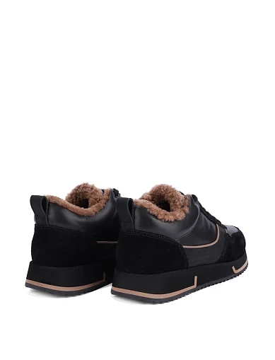 Женские кроссовки кожаные черные - фото 4 - Miraton