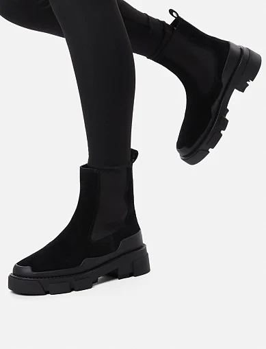 Женские ботинки челси MIRATON велюровые черные - фото 1 - Miraton