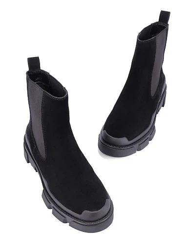 Женские ботинки челси MIRATON велюровые черные - фото 6 - Miraton