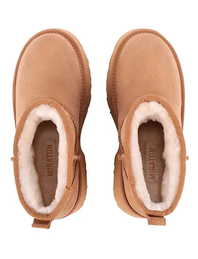 Женские угги MIRATON велюровые бежевые - фото 3 - Miraton