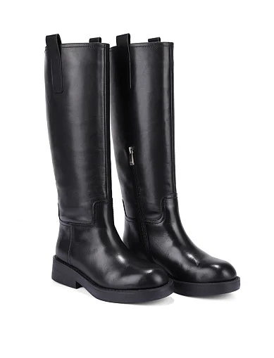 Женские сапоги кожаные черные - фото 3 - Miraton