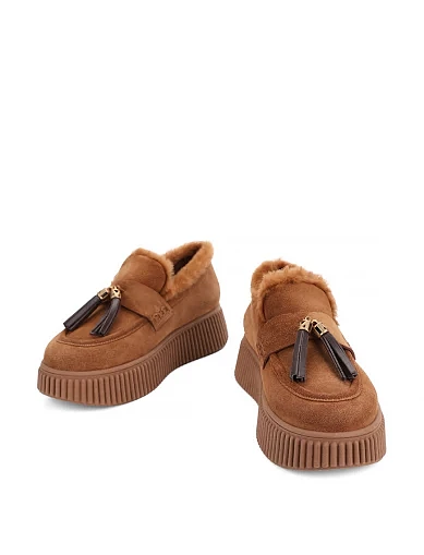 Женские туфли лоферы Lorenzo Mari замшевые оранжевые - фото 2 - Miraton