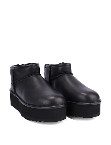 Женские угги кожаные черные - фото 3 - Miraton