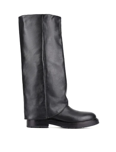 Женские сапоги кожаные черные - фото 1 - Miraton