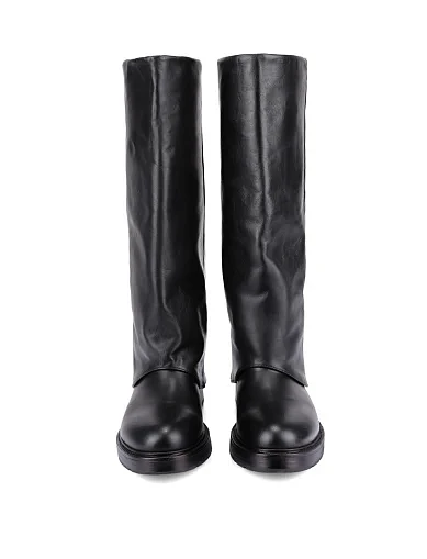 Женские сапоги кожаные черные - фото 2 - Miraton