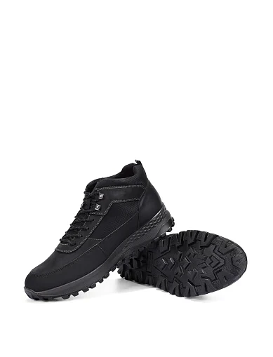 Мужские ботинки из экокожи черные - фото 2 - Miraton