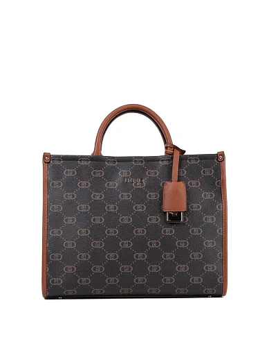 Женская сумка тоут LIU JO из экокожи коричневая - фото 1 - Miraton