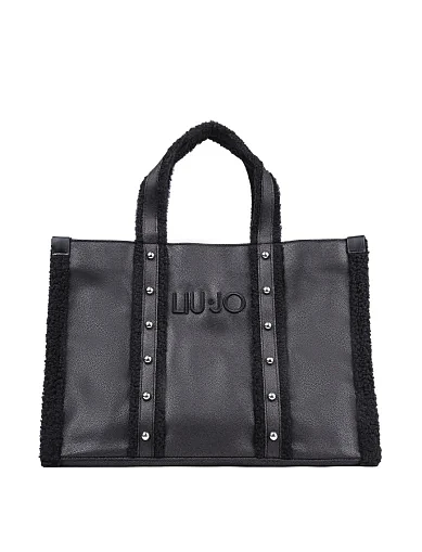 Женская сумка тоут LIU JO из экокожи черная - фото 1 - Miraton